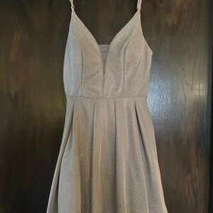 B Darlin Strapless Glitter Dress in Cream